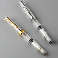 PENBBS 556 Luxury Piston Fountain Pen Blade/Round Nib Ink-absorbing Pen Large Capacity Transparent Acrylic Writing Gift Pen