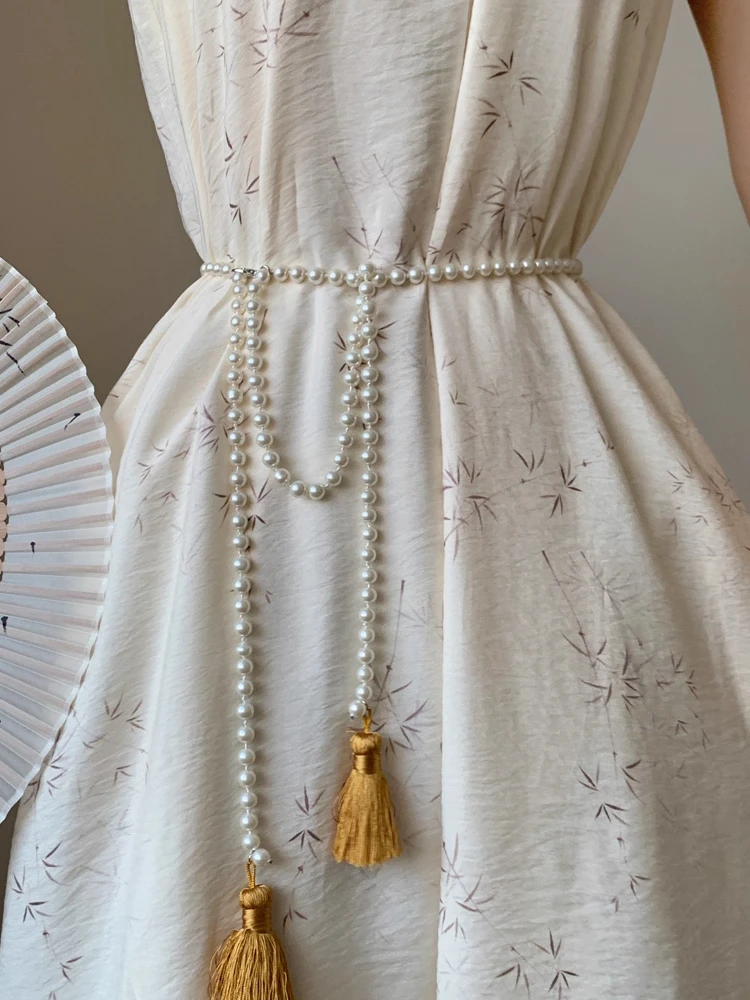 新しい中国風パールウエストチェーン女性のタッセル装飾ベルトハイエンドヴィンテージウエストロープナショナルスタイルチャイナドレスチェーンアクセサリートレンディ