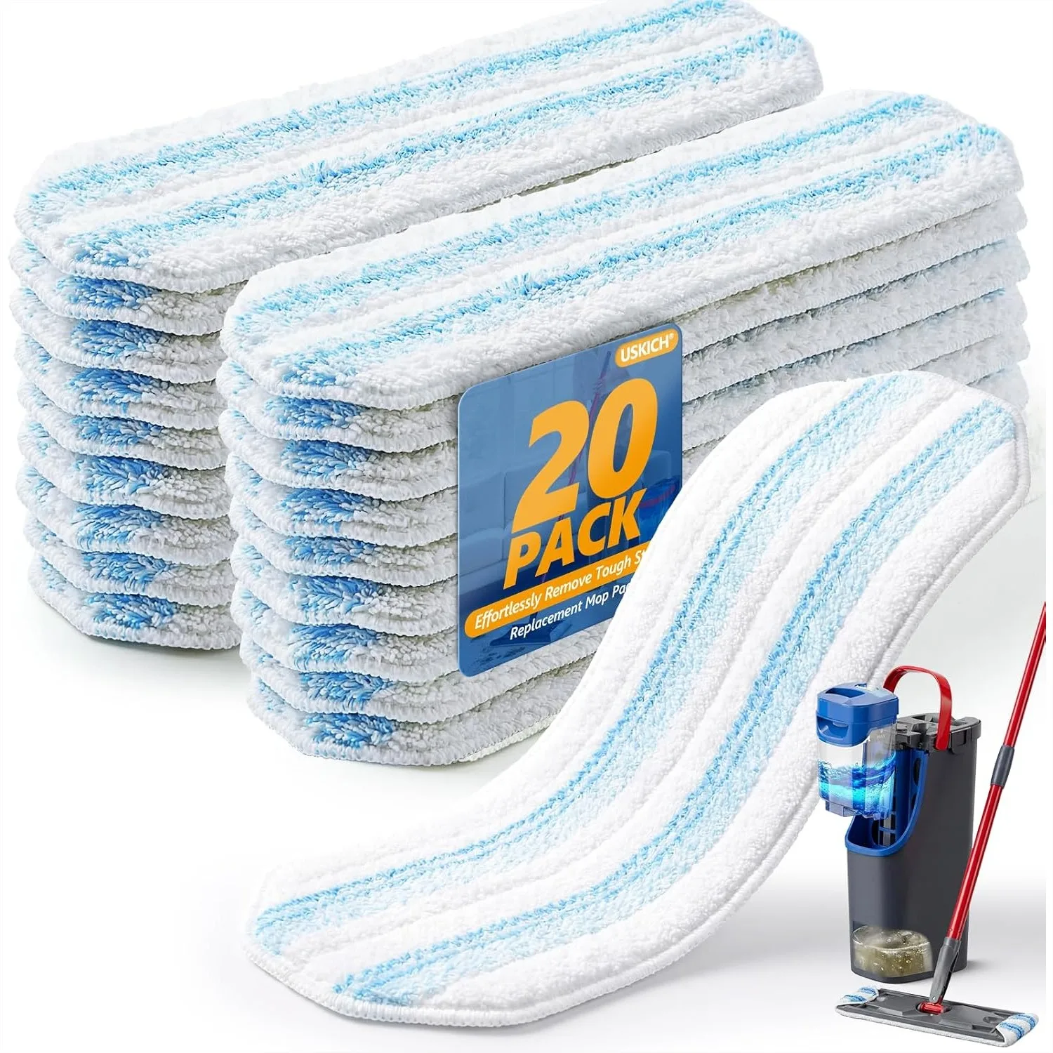 

20 Pack Mop Replacement Pads for O Cedar H2pro Flat Mops, Washable Microfiber Refills for Hardwood, Tile, Laminate