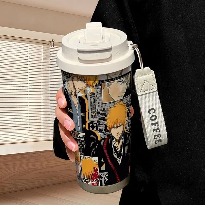 Anime Bleach Thermos Kurosaki Ichigo Stainless Steel Insulated Travel Coffee Cups Cartoon Portable Leakproof Water Bottle Gift
