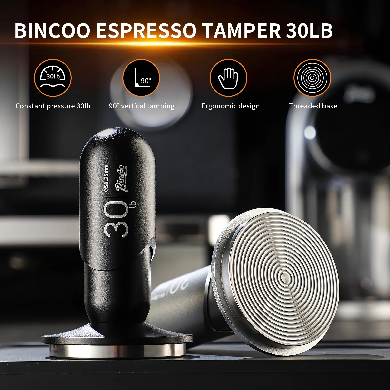 

BINCOO 30lb Constant Pressure Coffee Tamper 51mm 58mm Espresso Tampers & Distributor with Calibrated Spring Loaded Barista Tools