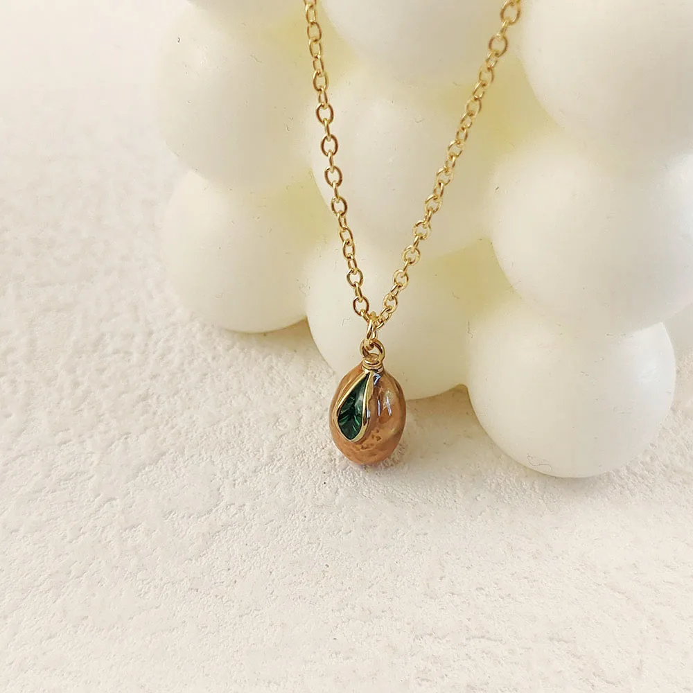 

Charming enamel stainless steel fruit orange necklace plated 18K gold, high-quality waterproof jewelry, couple gift