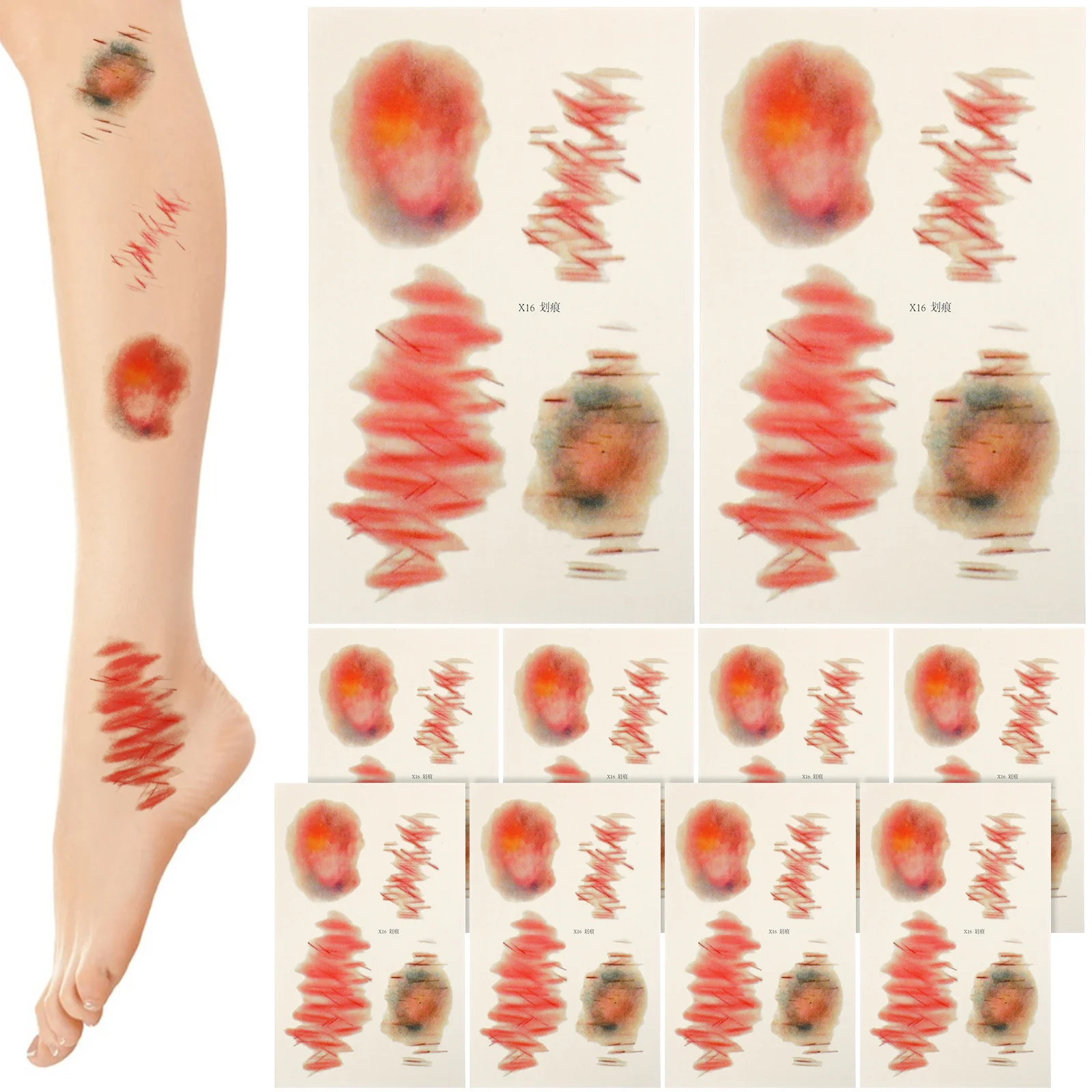 

Halloween Body Makeup Stickers 10 Sheets Fake Cuts Scars Bruises Wounds Temporary Tattoos For Pranks Face Nurse Costume Props