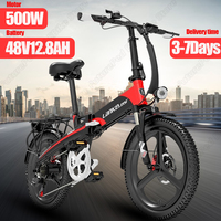 Electric Bicycle 500W Brushless Motor 48V12.8AH Lithium Battery Aluminum Alloy Folding Electric Bike 20 Inch Tire Aldult E-bike