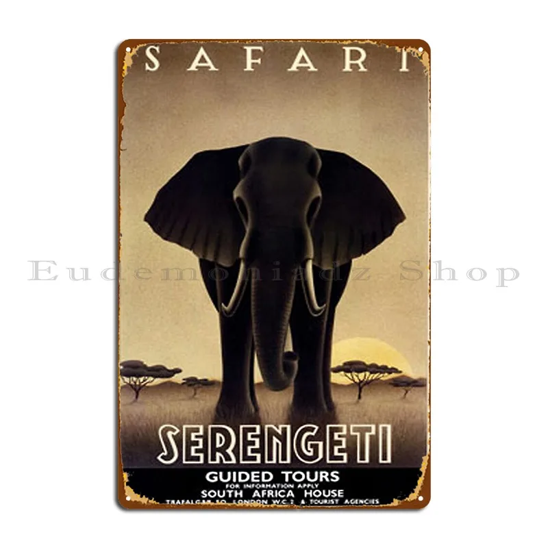 Vintage Travel Poster Serengeti Tanzania Safari Metal Sign Painting Personalized Living Room Club Bar Garage Tin Sign Poster