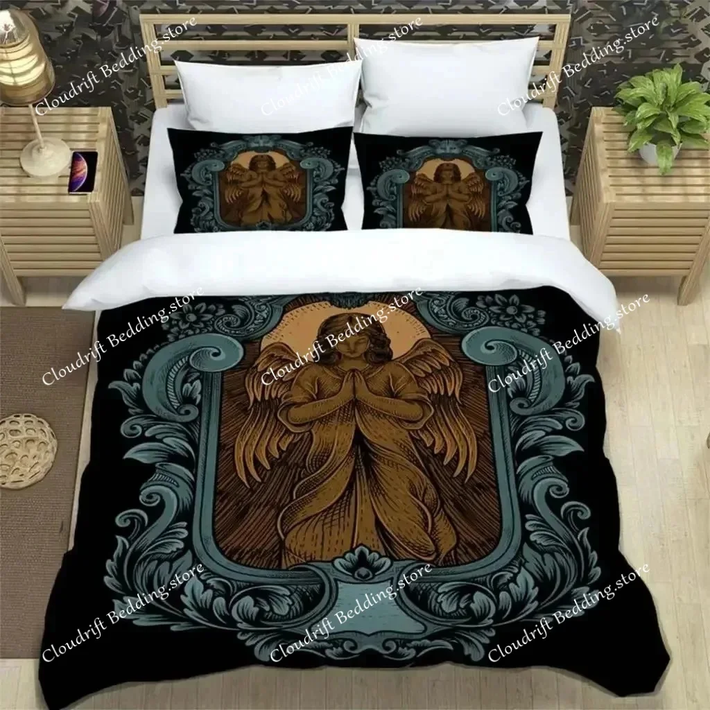 

Medieval Dark Retro Digital Print Polyester Bedding Sets Boys Bed Linen Set For Teens, Queen Bedding set， Bed Comforter Set