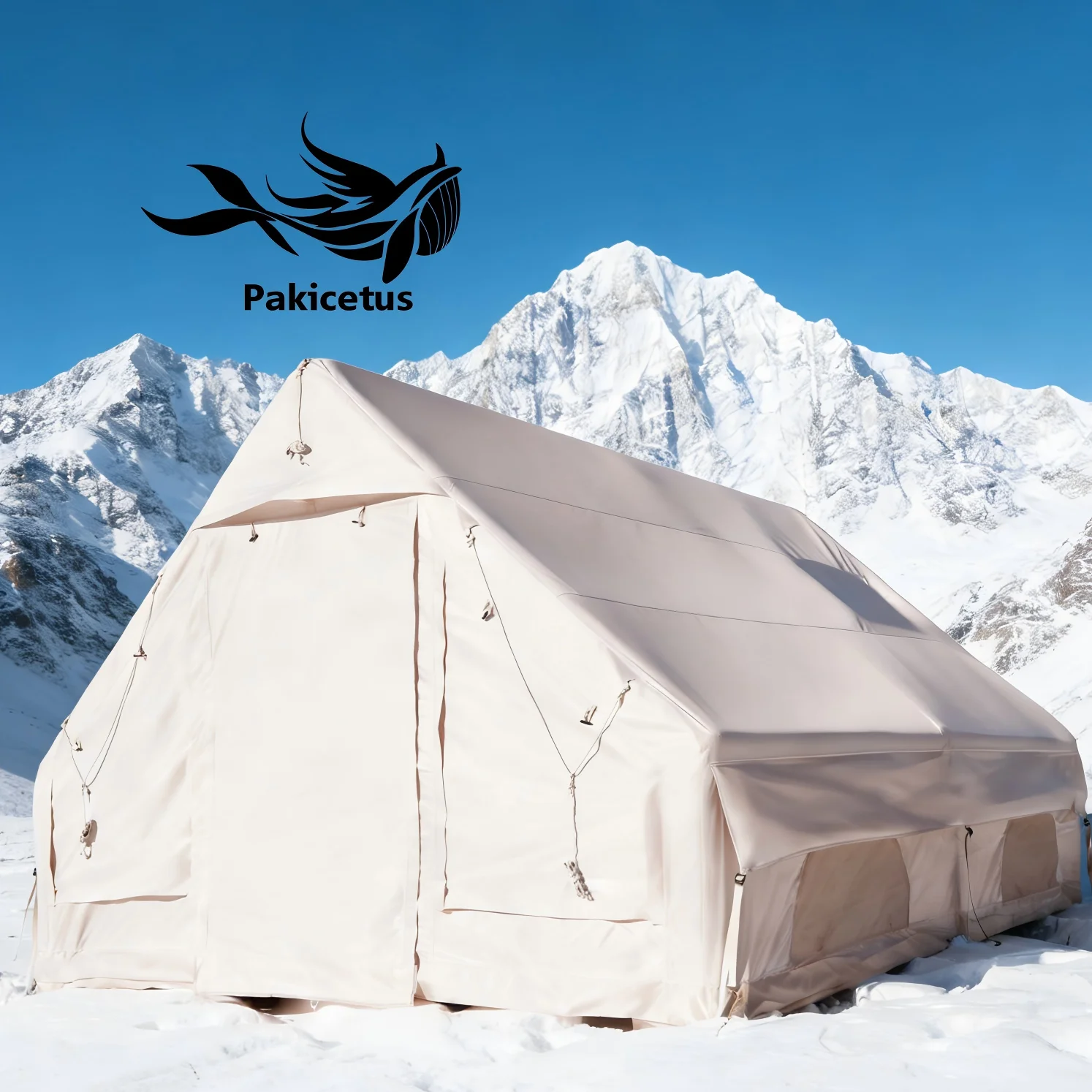 Tente gonflable grande capacité améliorée PAKICETUS 12 ㎡   Tente de glamping spacieuse, résistante aux déchirures, avec fermeture éclair, pour 5 à 8 personnes, toutes saisons, pour le camping en plein air, la randonnée