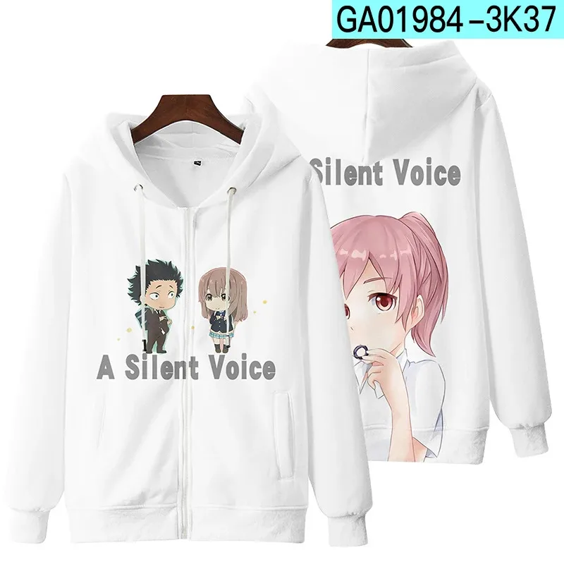 qq023A Silent /The Shape of Voice 3D Print Zip Up Women/Men Hoodie Sweatshirt Nishimiya Shouko Cosplay Zipper Hooded Jacket