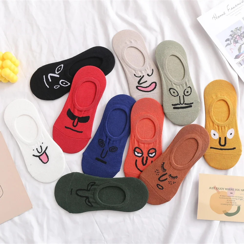 

Funny Cartoon Graffiti Emoticons No-Slip Socks Slippers Girls Summer Fashion Dropship