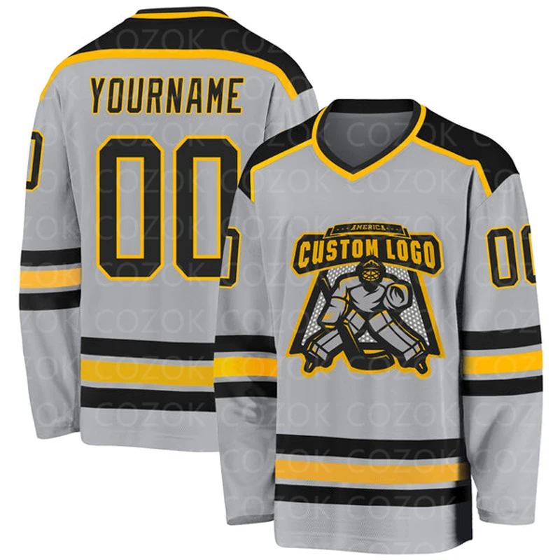 Camiseta de Hockey sobre hielo para hombre y mujer, Jersey de entrenamiento de competición con logotipo de nombre y número, impresión 3D