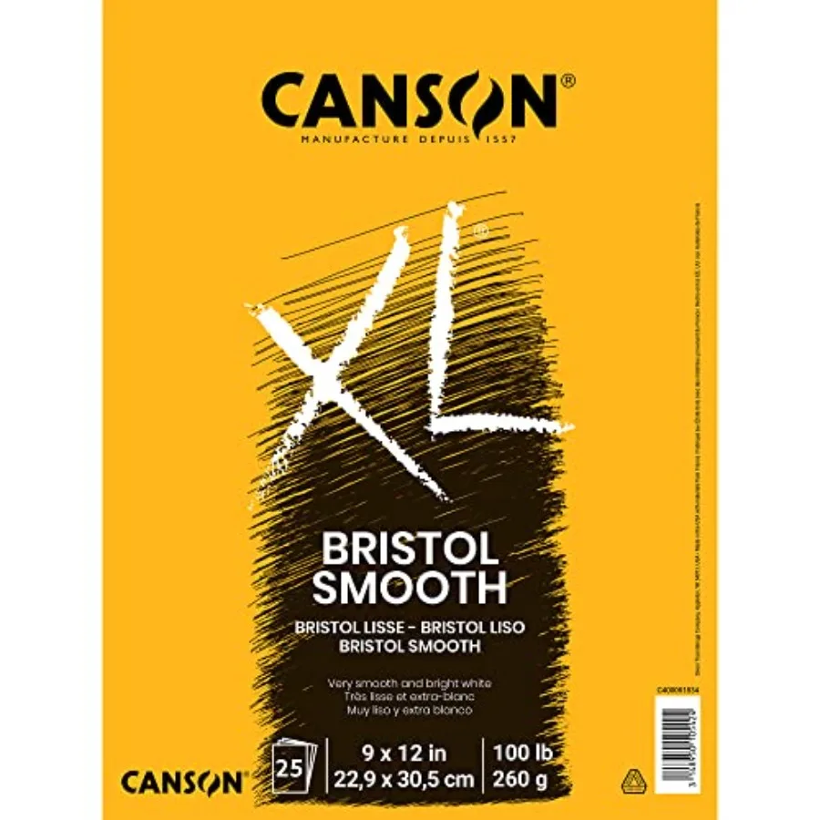 

XL Series Bristol Paper, Smooth, Pad, Inch, 25 Sheets 100lb/260g - Artist Paper for Adults and Students - Markers, Pen and Ink