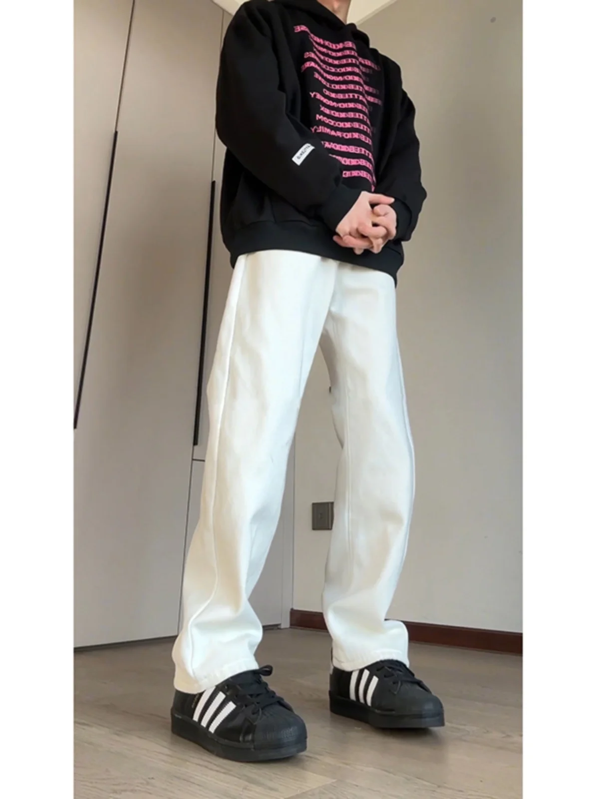 

Cleanfit White Fce Lined Slim Straight Men's Jeans American High Street Sle Spring Autumn Faionable Cotton Denim Pants