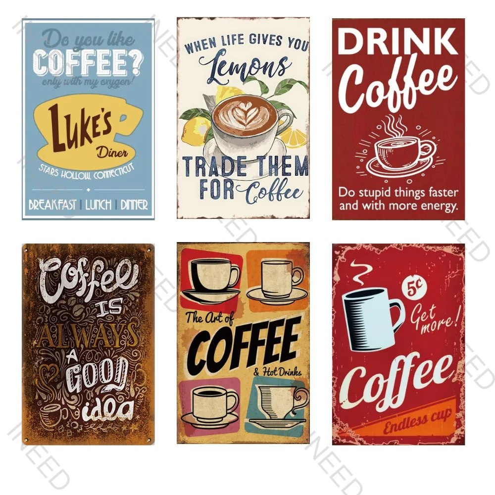 Retro Cat Coffee Metal Sign Vintage Kitchen Signs Wall Decor Because Murder Is Wrong Funny Tin Signs Bar Decorations Art Poster