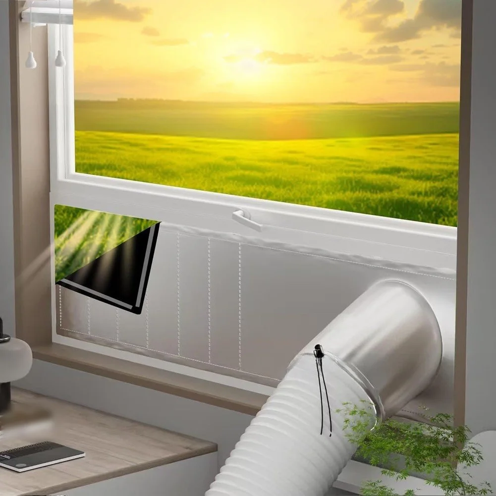 Portable AC Window Vent Kit,window Seal Kit Oxford Fabric,waterproof, Non-breathable,stops Hot Backflow, Easy To Install