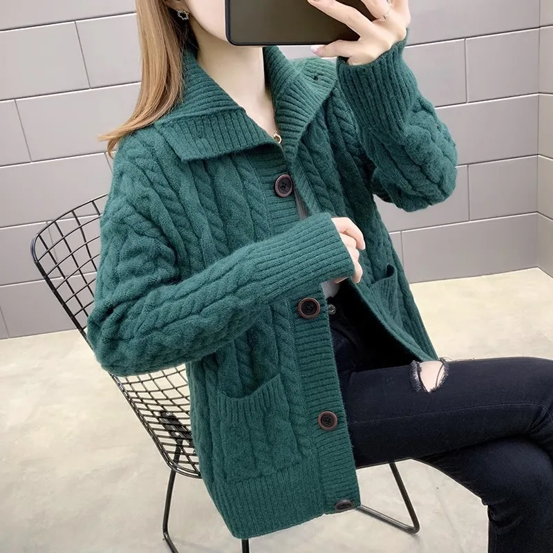 السيدات Thiened محبوك سترة معطف سترة ربيع الخريف جديد Sle المرأة ملابس خارجية Faion تخفيف فضفاضة تناسب القطن