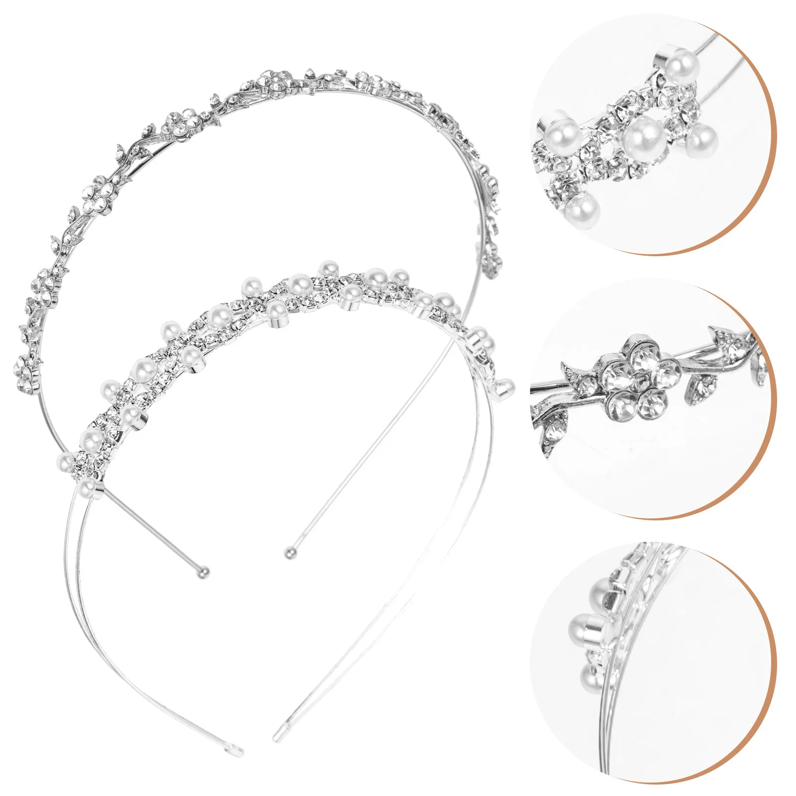 Zestaw 2 szt. opasek do włosów z perłami i cyrkoniami, lekkie i wygodne ozdoby ślubne na wesele, imprezę, święta, akcesoria do cosplayu.