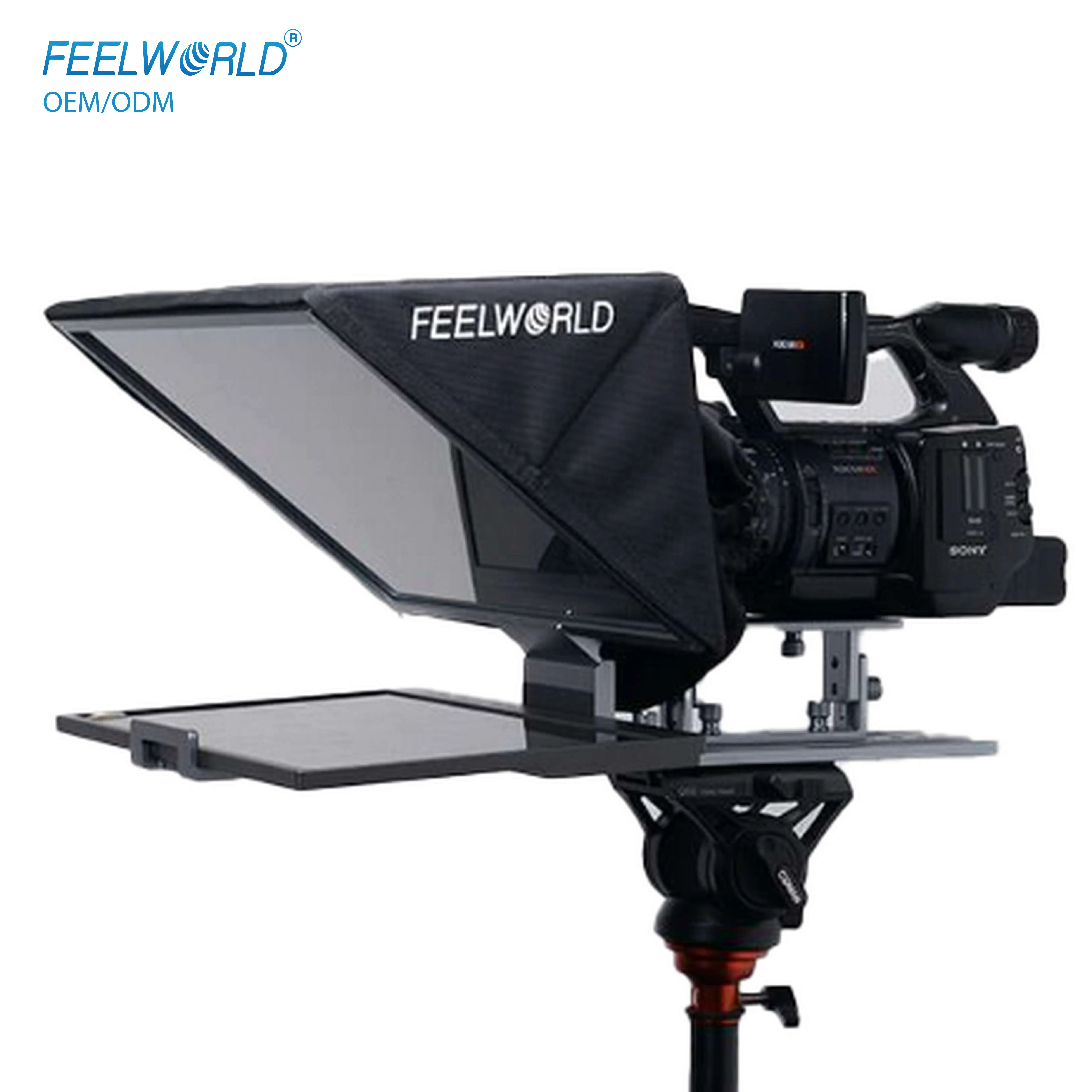 X FEELWORLD TP16 Teleprompter Dobrável de 16 Polegadas Suporta Tablets Horizontais e Verticais de até 16 Polegadas Teleprompter de Transmissão de 16 Polegadas