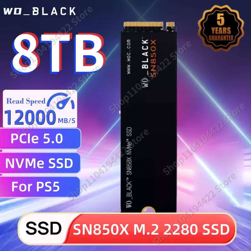 

2024 New SN850X 8TB 4TB 2TB 1TB SSD NVMe Internal Solid State Drive M2 2280 PCIe Gen 4.0 x 4 Hard Disk for PS5 Laptop PC Desktop