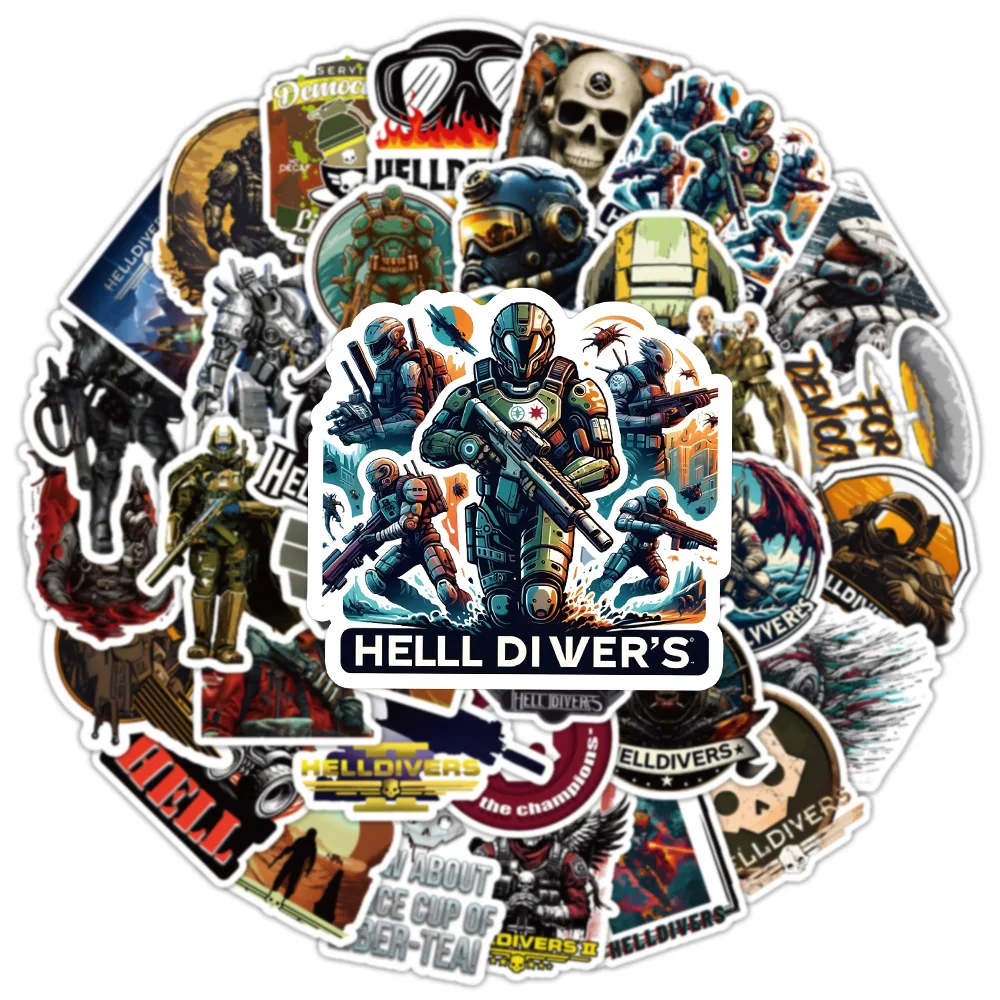 10/50pcs Hot Game HELLDIVERS Nostalgic Cool Stickers for Phone Guitar Scrapbook Suitcase DIY Material Cartoon Sticker Kids Gifts