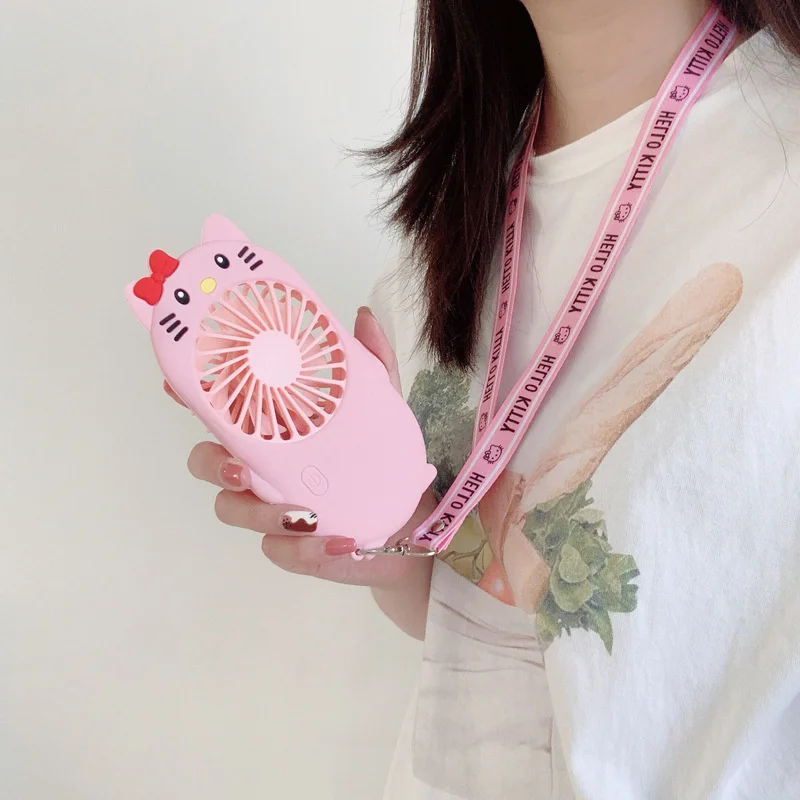 Sanrio-ventilador eléctrico portátil con Usb, miniventilador silencioso de escritorio para estudiantes, Kawaii, Hellokitty, Mymelody, Kuromi, 2024