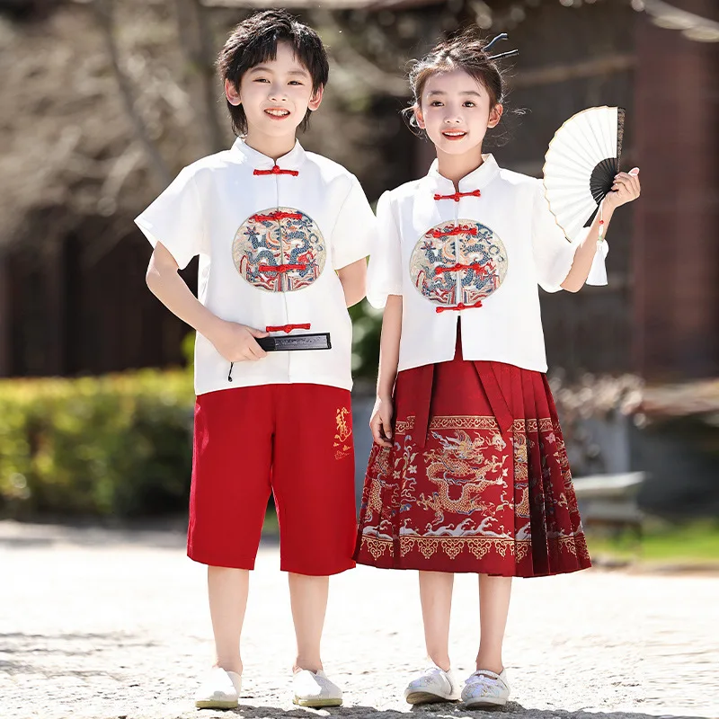 

Kindergarten uniforms, summer performance costumes, Hanfu, elementary school uniforms, summer graduation photos, traditional Chi