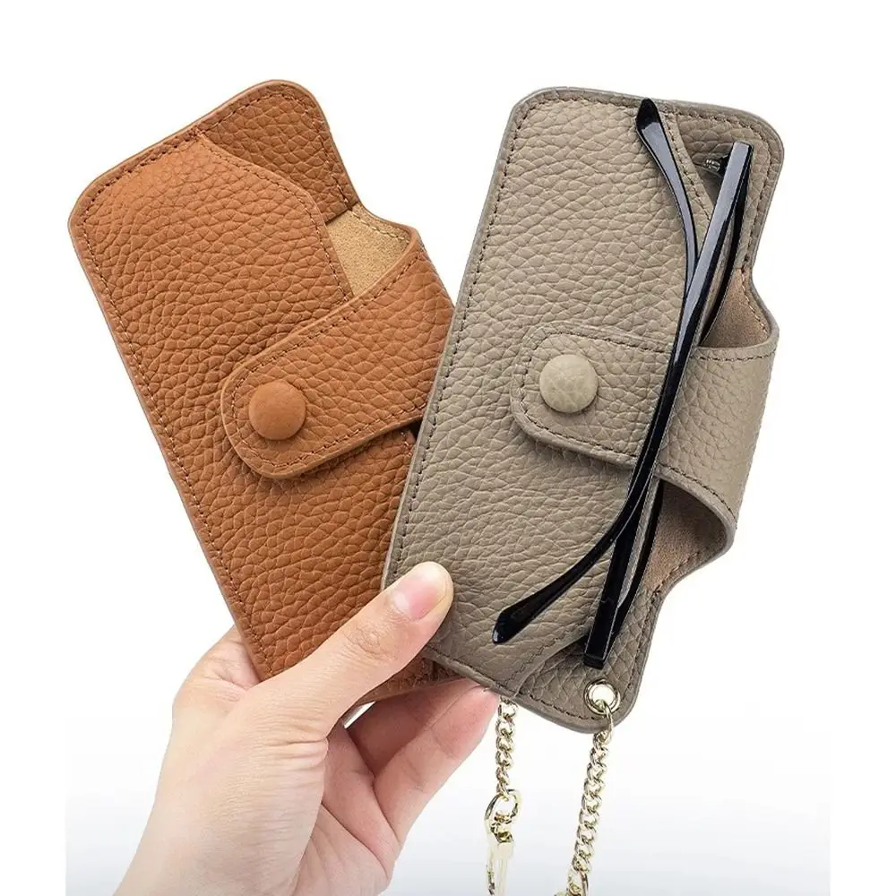 

Portable Genuine Leather Glasses Case Retro Handmade Sun Glasses Spectacle Case with Bag Pendant Cowhide Leather