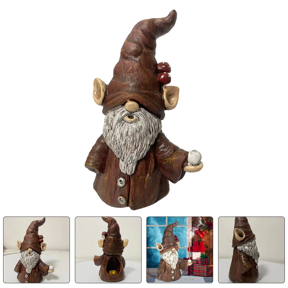 

Cute Statue Holder For Stick Cone Resin Incense Burner Desktop Decoration Christmas Gift Home Office Yoga Room Gnome