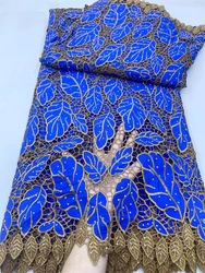 French Guipure Lace For Wedding Dress High Quality African Blue Embroidery Cord Fabrics 5 Yards 2024 Hot Sales