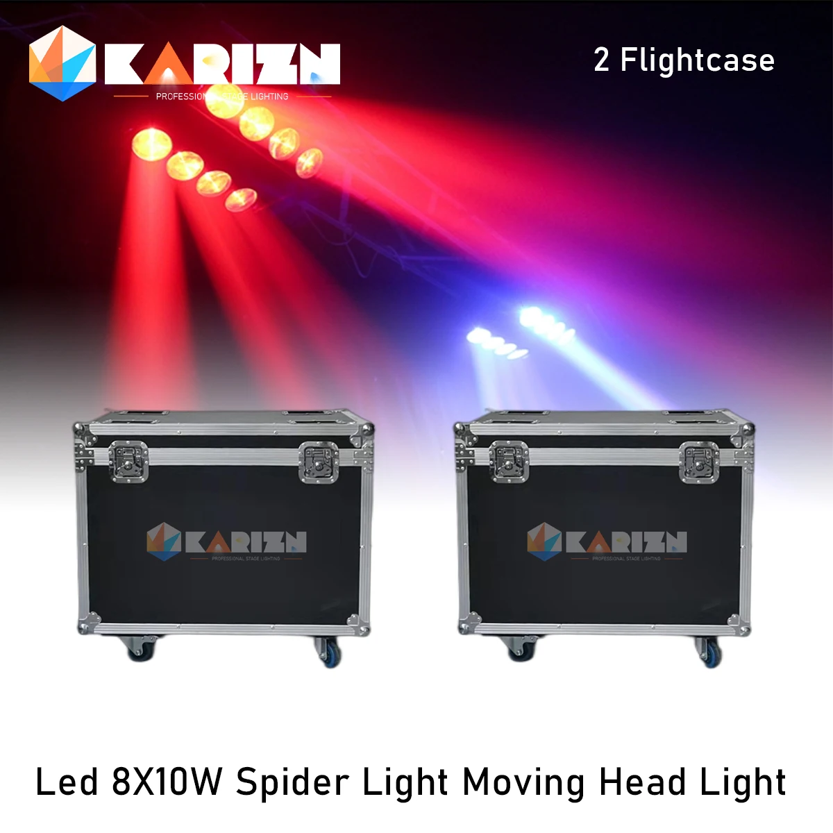 

0 Tax 2 Flight Cases For 8x10W RGBW Led Spider Light Moving Head DMX Beam Moving Head Light Led for party event show Light DJ