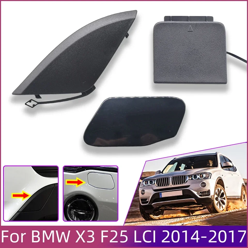 

For BMW Headlight Washer Nozzle Cover Front Rear Bumper Cover For X3 F25 LCI Ordinady Version 2014-2017 Trailer Cover Decoration