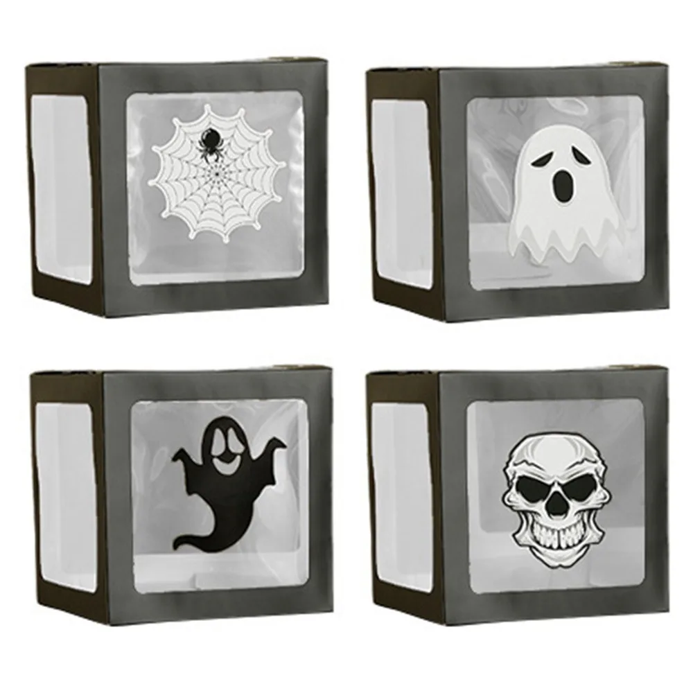 

4Pcs/Set Ghost Hallowmas Balloon Boxes Cube Pumpkin Photography Background Box 25cm DIY Hallowmas Box Decorations Haunted House