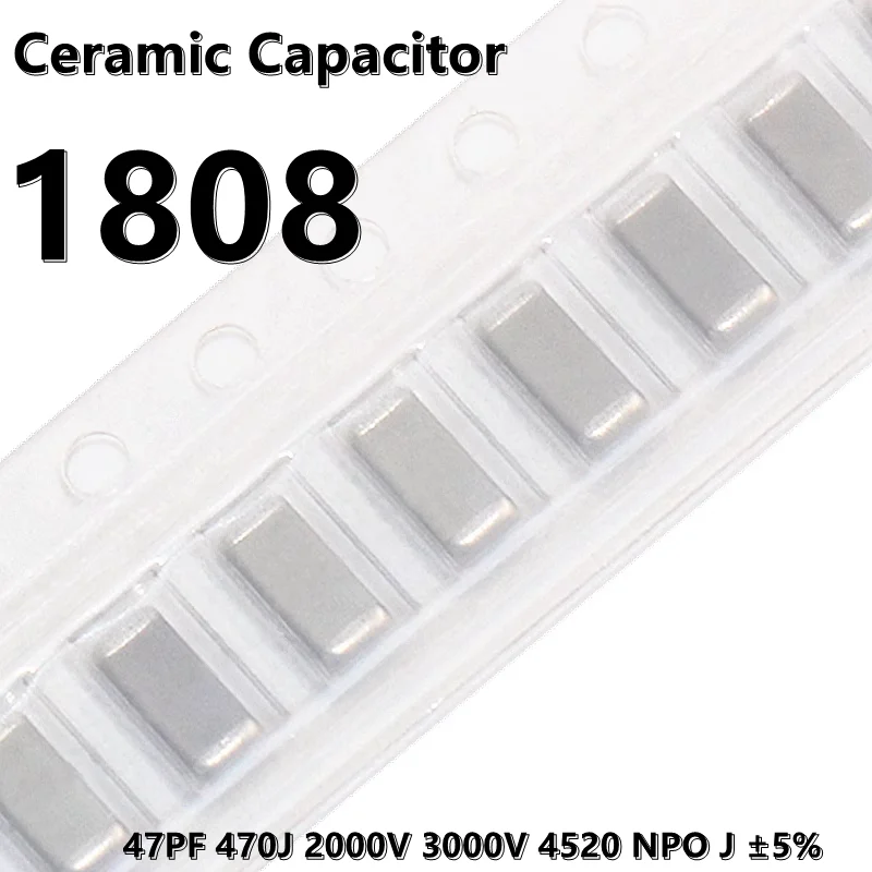 SMD 세라믹 캐패시터, 1808 47PF 470J, 1000V, 2000V, 3000V, 4520 NPO J ± 5% 4520, 10 개
