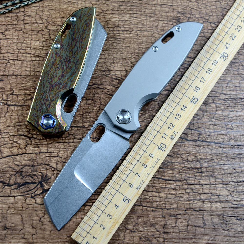 

TWO SUN TS450 Folding Knife Anode Titanium Handle 14C28N Blade Ceramic Ball Bearing Fast Open Hunting Daily Outdoor Gears