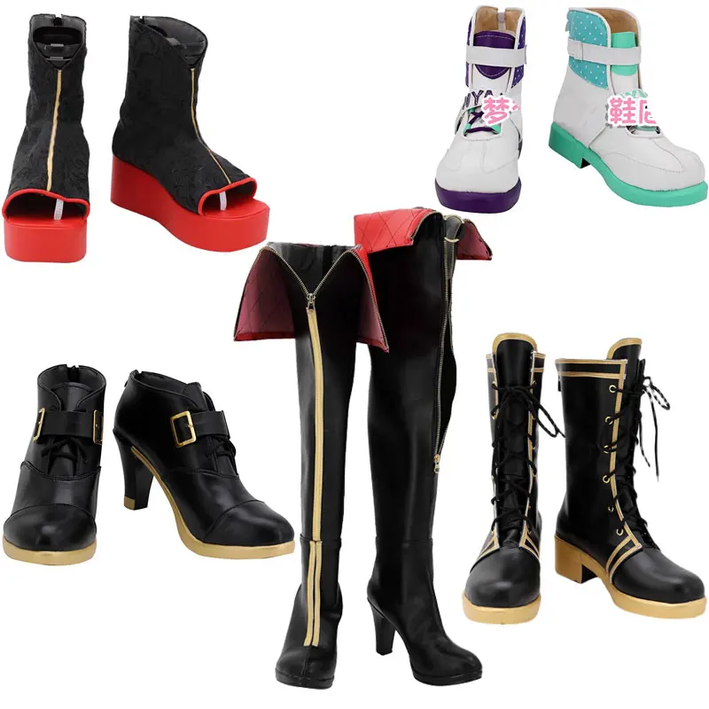 Anime Vtuber Tokoyami Towa Hoshimati Suisei Cos Nakiri Ayame Akai Haato Houshou Marine Cosplay Shoes Hololive Women Men Boots