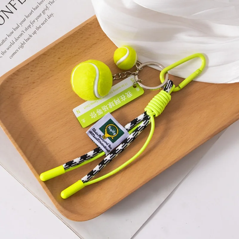 الإبداعية بو الجلود التنس مفتاح سلسلة حقيبة قلادة مفتاح السيارة الدائري