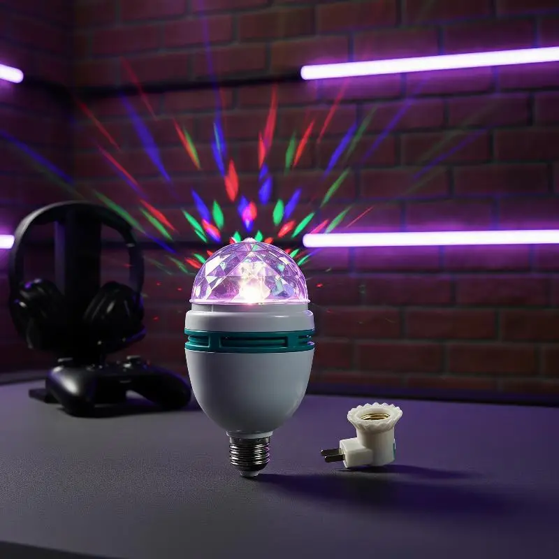 LED Stage Lamp Colorful Small Magic Ball Silent 360 Rotating USB Plug Multiple Modes Shatterproof For DJ Disco Ambient Light