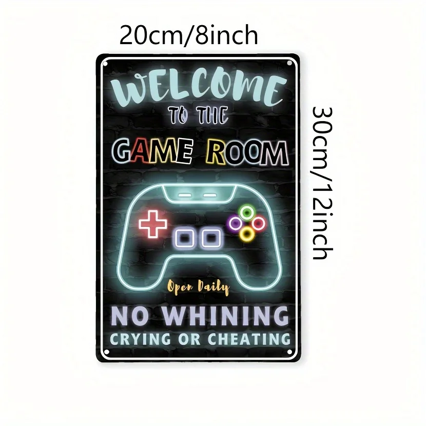 Room Decor Welcome To The Game Signs, Gaming Metal Sign Gamer Wall For Boys , Poster Cool Video B