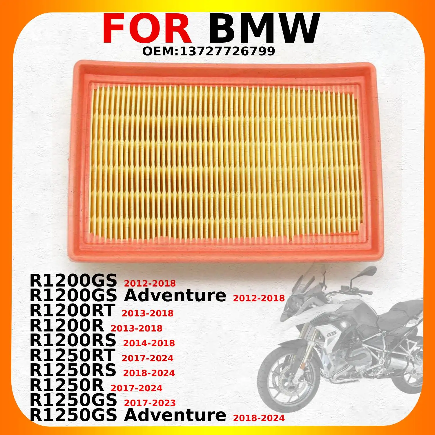 Air Filter Intake Air Cleaner Element For BMW R1200GS R1250RT R1200RS R1250GS R1200RT R1250RS K51 K52 K50     13727726799