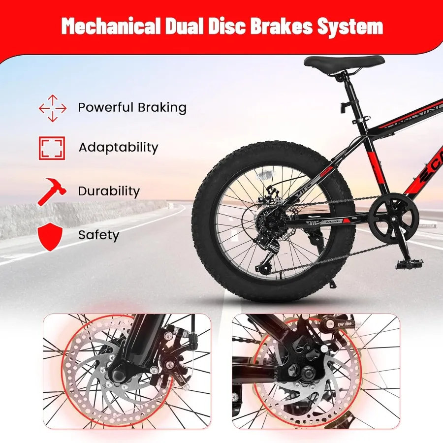 Ecarpat 20 24 26 بوصة دراجات جبلية بإطارات سميكة 7 سرعات مع فرامل قرصية ميكانيكية تعليق أمامي للرجال والنساء لجميع التضاريس #6