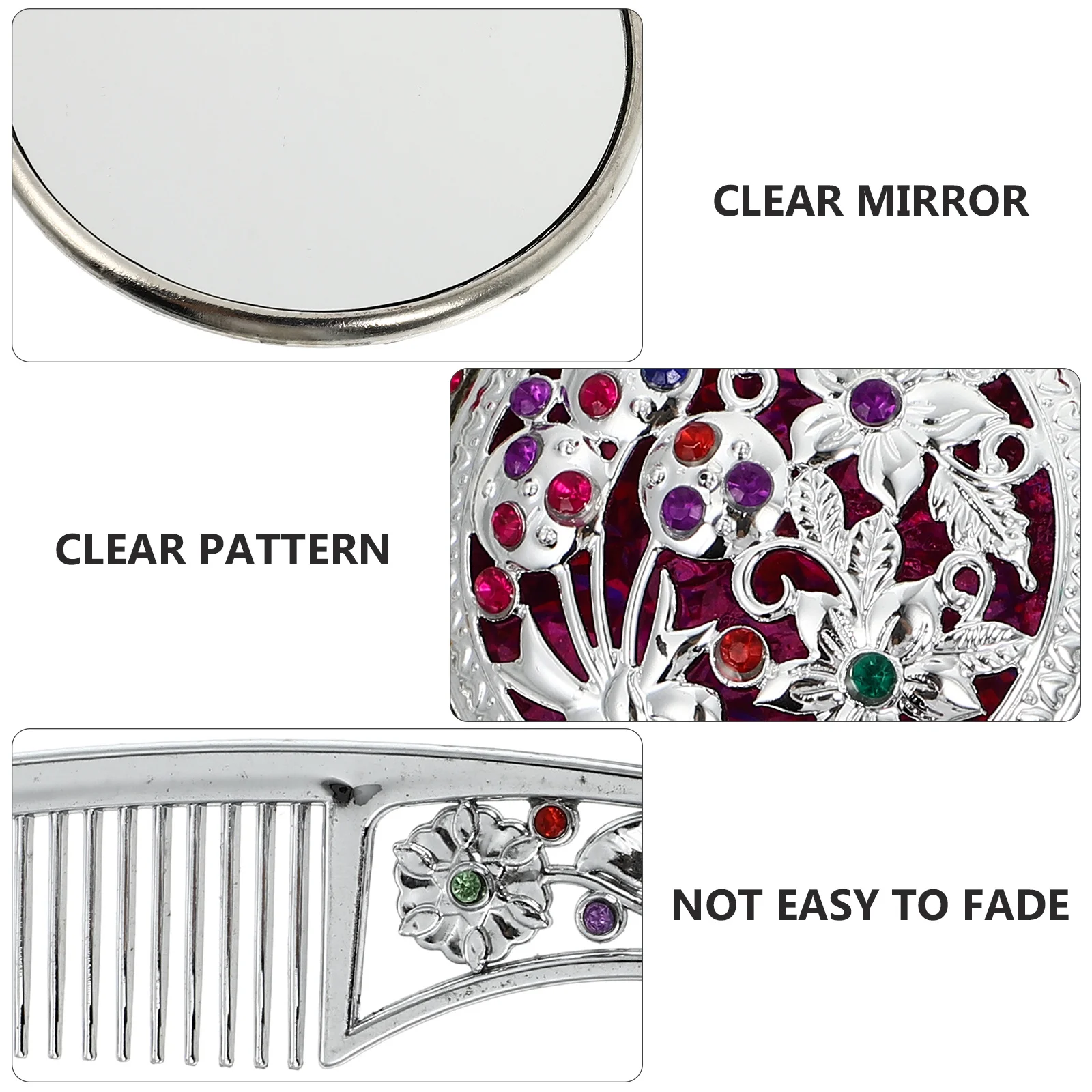 Miroir de maquillage en alliage, 1 ensemble, miroir de vanité Portable, Style rétro, petite taille, adapté aux voyages, Durable, longue durée, exquis