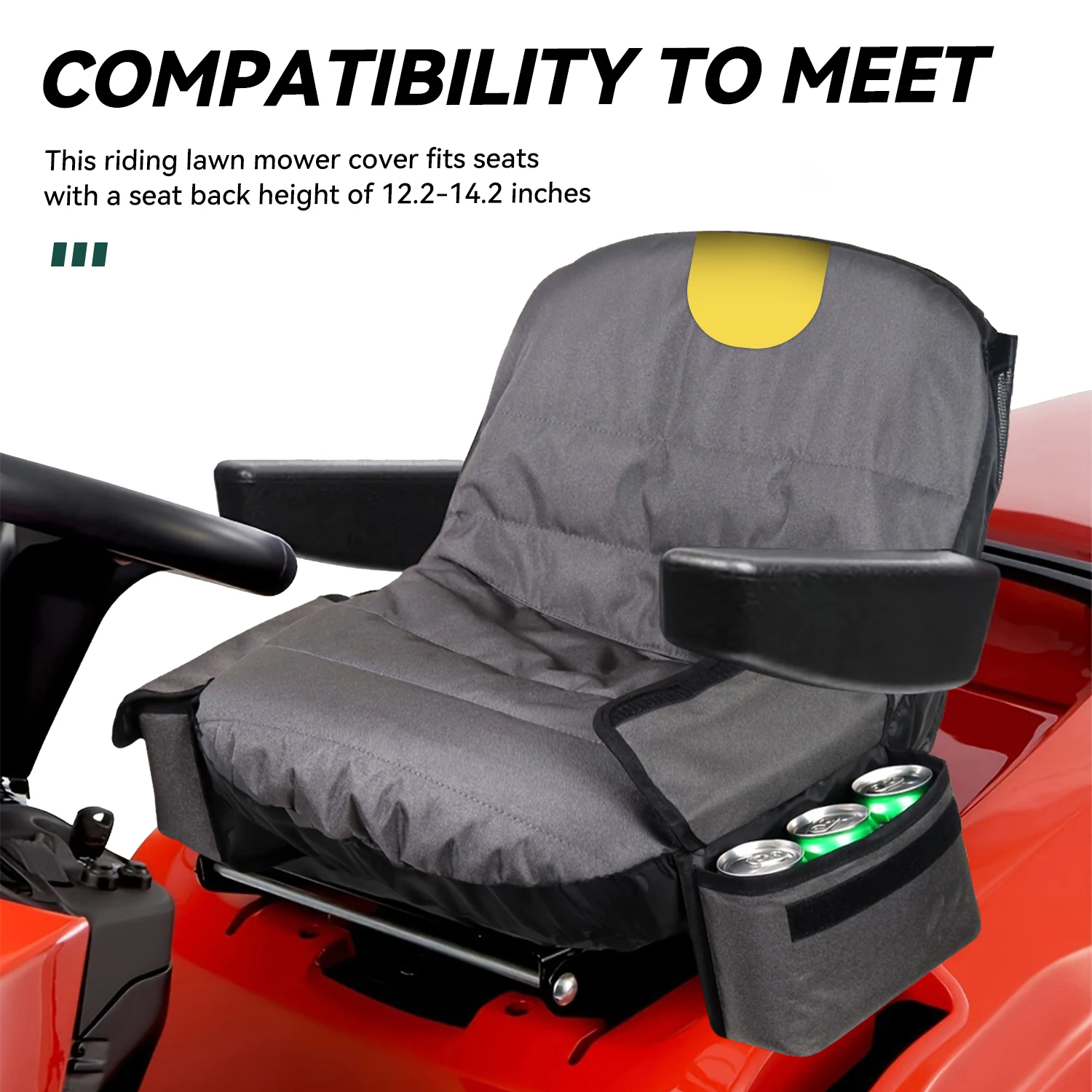 Mower Seat Cover Waterproof Lawn Tractor Seat Cover UV Resistant Riding Mower Seat Protector with Storage Pockets