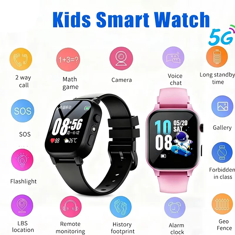 Kids Smart Watch SOS GPS 5G Smart Watch Camera Waterproof Watch Location Sim Card Call Camera Gift For IOS Android New