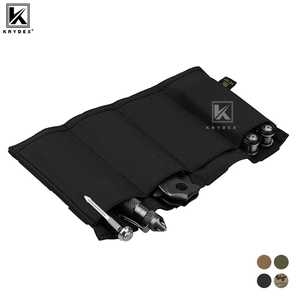 KRYDEX Quadruple Elastic Magazine Pouch, Open‑Top SMG Mag Holder Fit MP7 / Kriss, Tactical MOLLE Mag Pouch Hunting Airsoft Gear