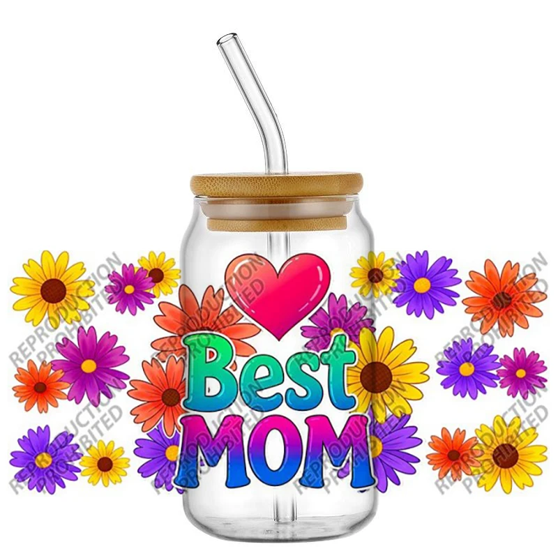

New Style Mother Gift DIY Decals 3D Transfers Stickers 16oz UV DTF for Glasses cup Wraps Easy to Use