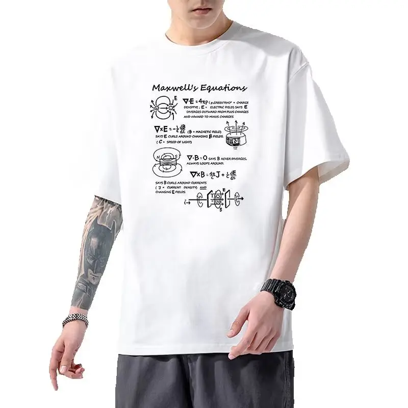 Modal Science Math T-shirt Men's PI Euler Formula Short Sleeve Trigonometric Equations Graphic T Shirts  Oversized Summer