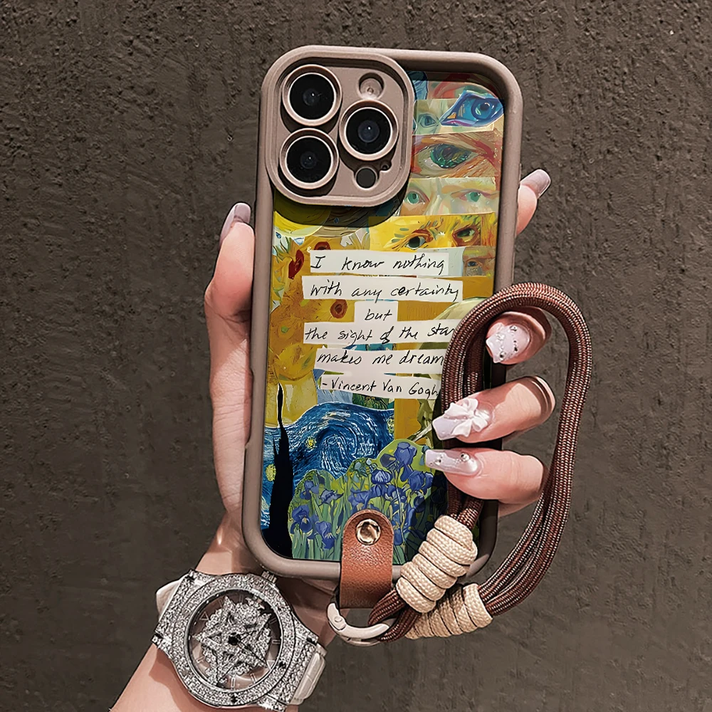 Van Gogh Collage Phone Case For Samsung Galaxy S26 S21 S25 S24 S23 S22 Ultra Plus FE Case A16 A36 A54 A55 A56 With Lanyard Funda