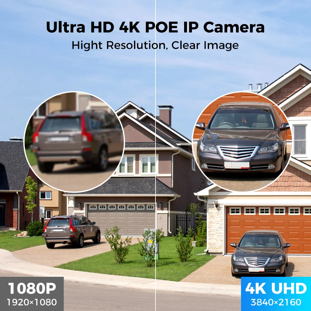 Hiseeu-Câmera IP Outdoor Security POE, Bala ONVIF, Áudio Bidirecional, Detecção Humana, Cor, Visão Noturna, Câmeras de Vigilância, 4K, 8MP