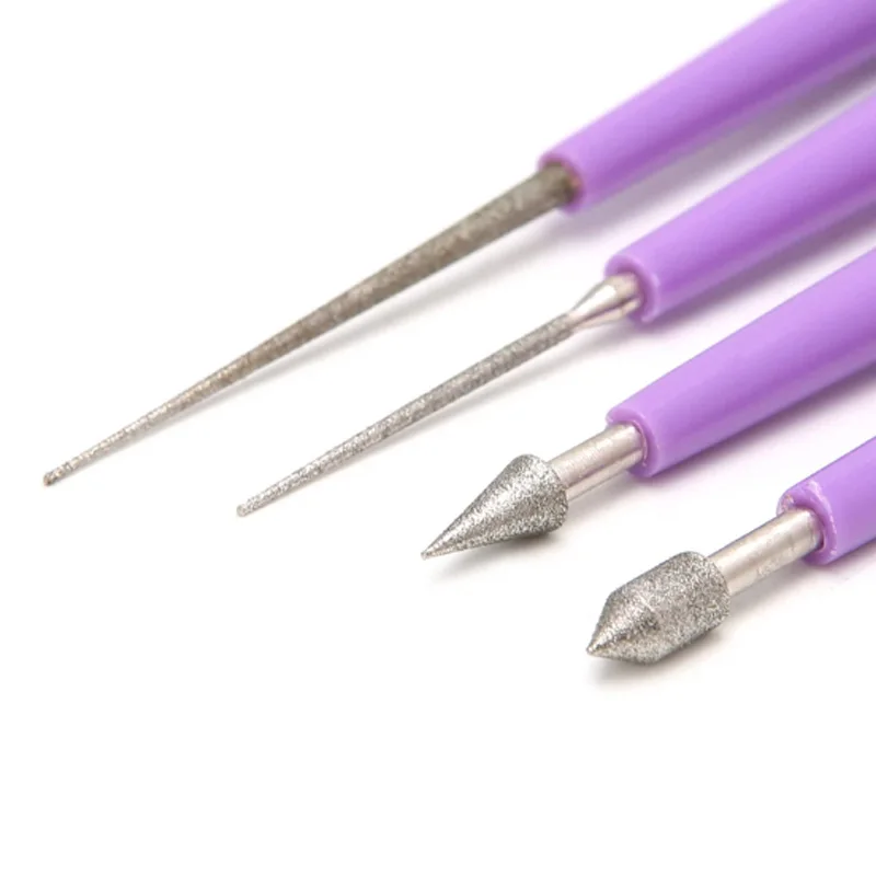 2/4Pcs Hole Enlarger Tools Pearl Glass Beads Tipped Reaming File Reamer Jewelry Tools Diamond Needle File Sets Beading