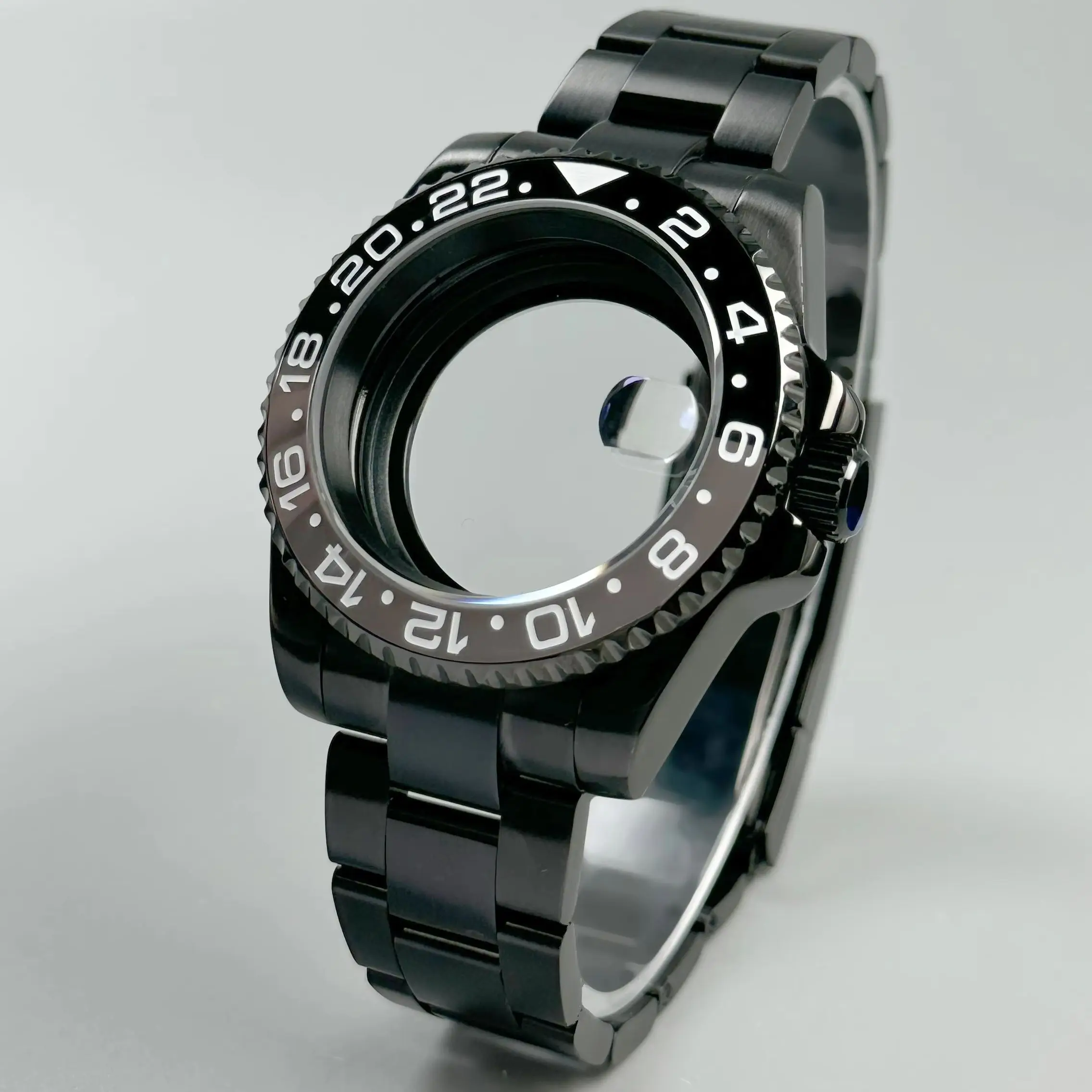 Nh35 case 40mm Black Watch case with 120 clicks fit nh34 nh35 nh36 movements sapphire glass waterproof 28.5mm dial accessries