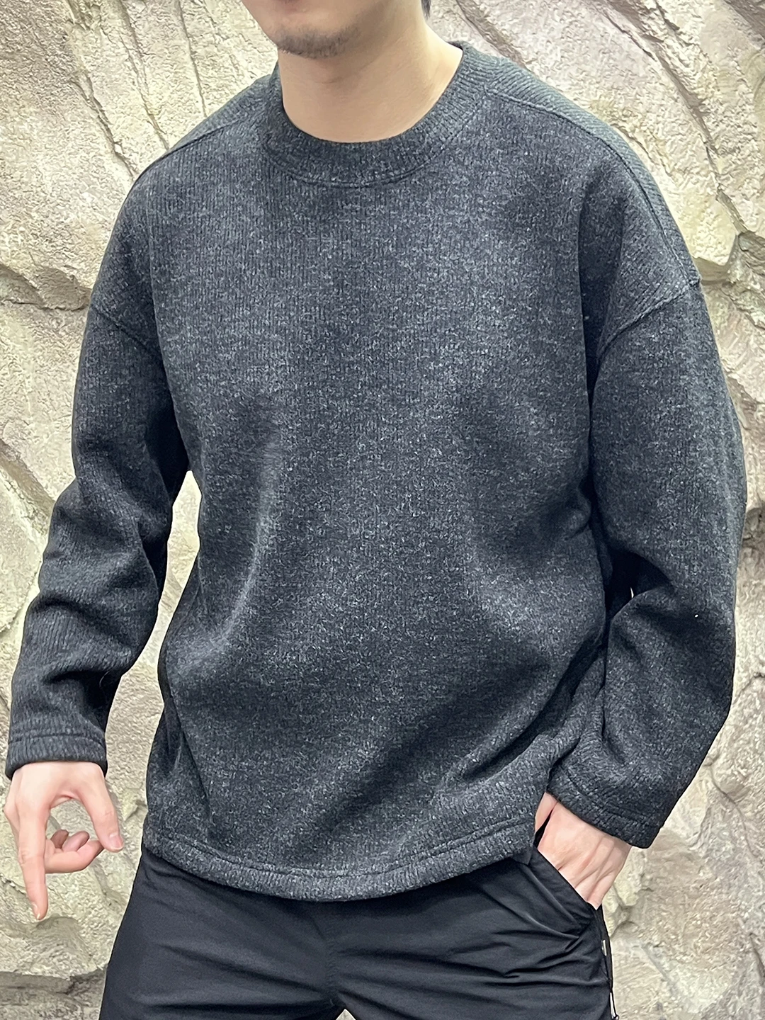 

Faionable Thiened Fce Knitted Sweater 3D Tailoring Cosite Orlon Autumn Winter Men's Long Sve round Ne Pullover